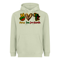 Matcha Peace love Juneteenth Heavyweight Hoodie - HowdyJamesFarm