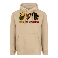 Mushroom Peace love Juneteenth Heavyweight Hoodie - HowdyJamesFarm
