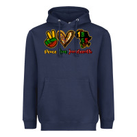 Navy Peace love Juneteenth Heavyweight Hoodie - HowdyJamesFarm