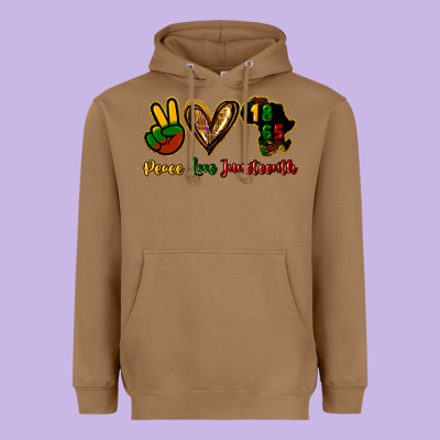Peace Love Juneteenth Heavyweight Hoodie Designed By Howdyjamesfarm