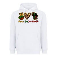 White Peace love Juneteenth Heavyweight Hoodie - HowdyJamesFarm