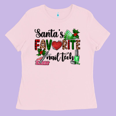 Santa's Favorite Nail Tech Ladies Tee Designed By Adodesignshop