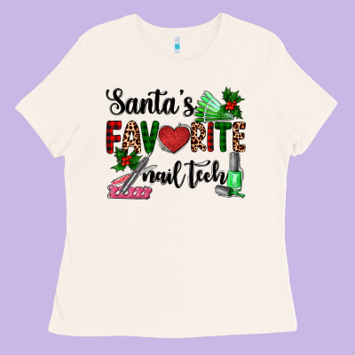 Santa's Favorite Nail Tech Ladies Tee Designed By Adodesignshop