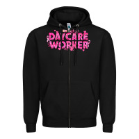 Black Breast Cancer Daycare Worker Zipper Hoodie - texasbilliewilder
