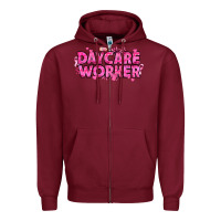 Burgundy Breast Cancer Daycare Worker Zipper Hoodie - texasbilliewilder