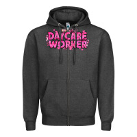 Charcoal Heather Breast Cancer Daycare Worker Zipper Hoodie - texasbilliewilder