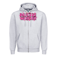 Heather Grey Breast Cancer Daycare Worker Zipper Hoodie - texasbilliewilder