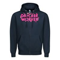 Navy Breast Cancer Daycare Worker Zipper Hoodie - texasbilliewilder