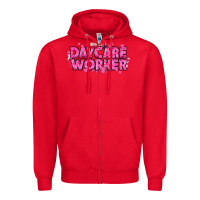 Red Breast Cancer Daycare Worker Zipper Hoodie - texasbilliewilder
