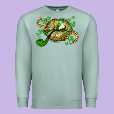 St. Patrick's Day Lips Premium Sweatshirt Designed By Cowgirlartshop