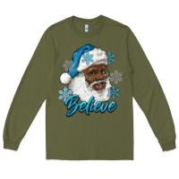 Army Green winter christmas african american santa believe Long Sleeve Tee - RanaPortraitStore