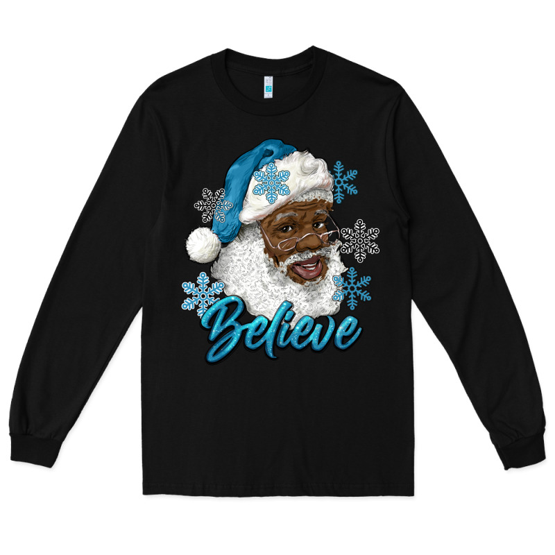 Winter Christmas African American Santa Believe Long Sleeve Tee by RanaPortraitStore | Teevron
