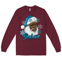Burgundy winter christmas african american santa believe Long Sleeve Tee - RanaPortraitStore