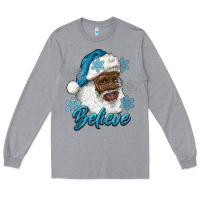 Heather Grey winter christmas african american santa believe Long Sleeve Tee - RanaPortraitStore