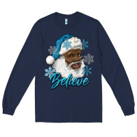 Navy winter christmas african american santa believe Long Sleeve Tee - RanaPortraitStore