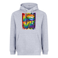 Heather Grey Love pride Heavyweight Hoodie - CowGirlArtShop