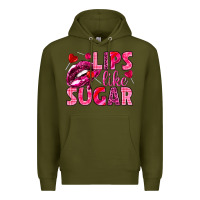 Army Green Lips like sugar Valentine's Day Premium Hoodie - HowdyJamesFarm