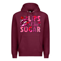 Burgundy Lips like sugar Valentine's Day Premium Hoodie - HowdyJamesFarm