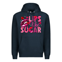 Navy Lips like sugar Valentine's Day Premium Hoodie - HowdyJamesFarm