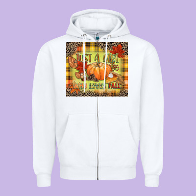 Just A Girl Who Loves Fall Zipper Hoodie Designed By Nancycooperartshop