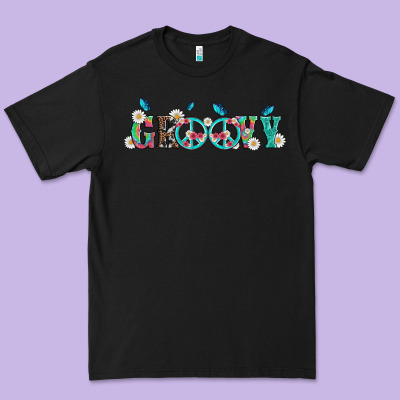 Groovy With Peace  Sign Flowers Premium Tee Designed By Artiststas