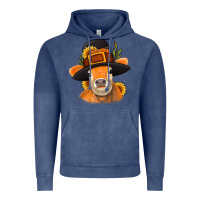 Vintage Denim Thanksgiving Cow Vintage Hoodie - NancyCooperArtShop