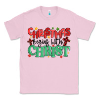 Bubblegum Pink christmas begins with christ Classic Tee - MaliasSmallBusiness
