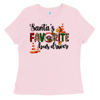 Bubblegum Pink santa's favorite bus driver Ladies Tee - AdoDesignShop