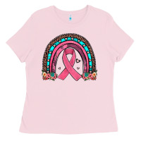 Bubblegum Pink ribbon rainbow Ladies Tee - JahusDesignShop