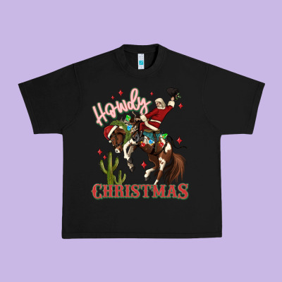 Howdy Christmas Cowboy Santa Urban Heavy Tee Designed By Maliassmallbusiness