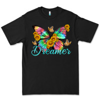 Black dreamer with Butterfly and sunflowers Premium Tee - Artiststas