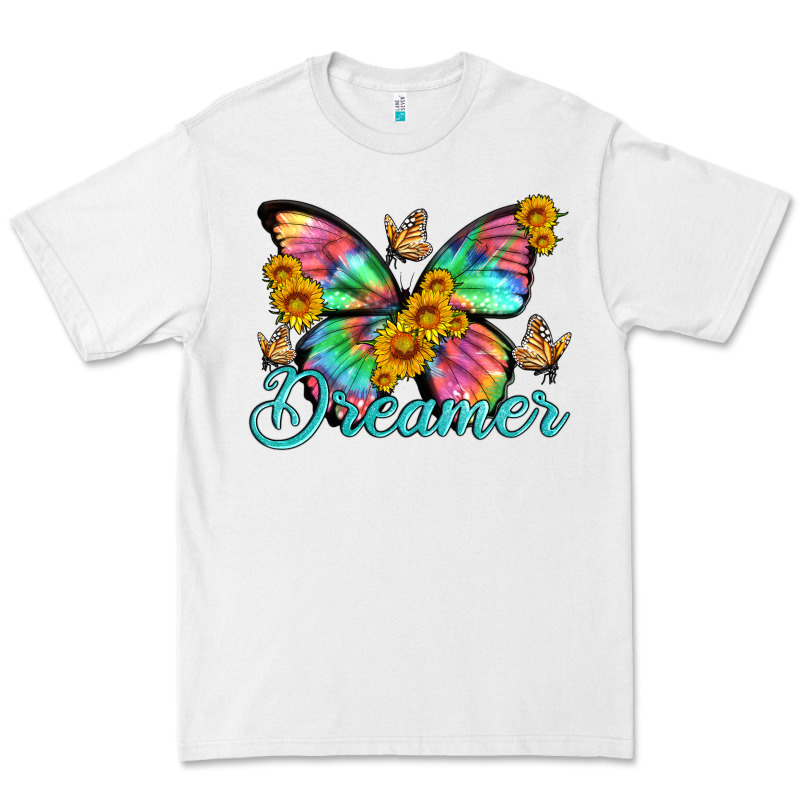 Dreamer With Butterfly And Sunflowers Premium Tee by Artiststas | Teevron