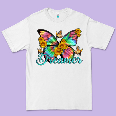 Dreamer With Butterfly And Sunflowers Premium Tee Designed By Artiststas