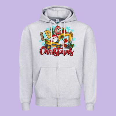 I Dig Christmas Zipper Hoodie Designed By Texasbilliewilder