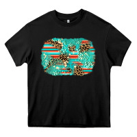 Black leopard turquoise glitter background Heavy Core Tee - AdoDesignShop
