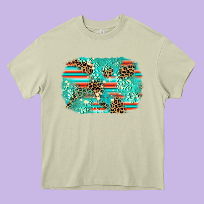 Leopard Turquoise Glitter Background Heavy Core Tee Designed By Adodesignshop
