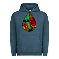 Pigment Midnight Navy african masks teardrop  3 Urban Hoodie - BundleAndBundleShop