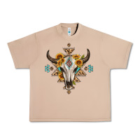 Burro bull skull with aztec sunflower leopard Urban Heavy Tee - MaliasSmallBusiness