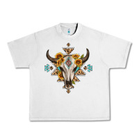 Lunar Rock bull skull with aztec sunflower leopard Urban Heavy Tee - MaliasSmallBusiness