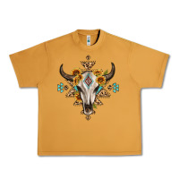 Peanut Butter bull skull with aztec sunflower leopard Urban Heavy Tee - MaliasSmallBusiness