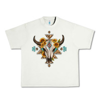 Pistachio bull skull with aztec sunflower leopard Urban Heavy Tee - MaliasSmallBusiness