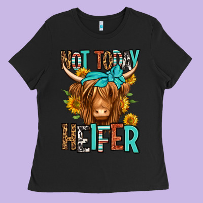 Not Today Heifer Long Haired Cow Ladies Tee Designed By Jasminsmagicworld
