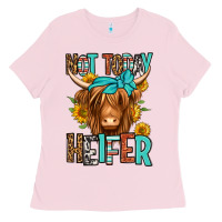 Bubblegum Pink not today heifer long haired cow Ladies Tee - Jasminsmagicworld