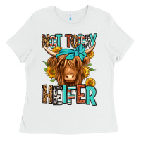 White not today heifer long haired cow Ladies Tee - Jasminsmagicworld