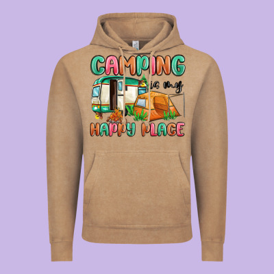 Camping Is My Happy Place Vintage Hoodie Designed By Maliassmallbusiness