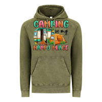 Vintage Olive camping is my happy place Vintage Hoodie - MaliasSmallBusiness