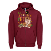 Burgundy Just a girl who loves Fall afro woman Zipper Hoodie - NancyCooperArtShop