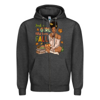 Charcoal Heather Just a girl who loves Fall afro woman Zipper Hoodie - NancyCooperArtShop