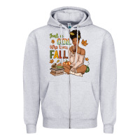 Heather Grey Just a girl who loves Fall afro woman Zipper Hoodie - NancyCooperArtShop