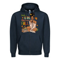 Navy Just a girl who loves Fall afro woman Zipper Hoodie - NancyCooperArtShop